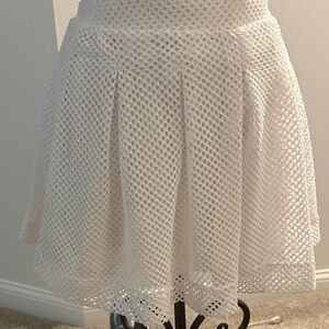 Banana Republic White Mesh Skater Skirt